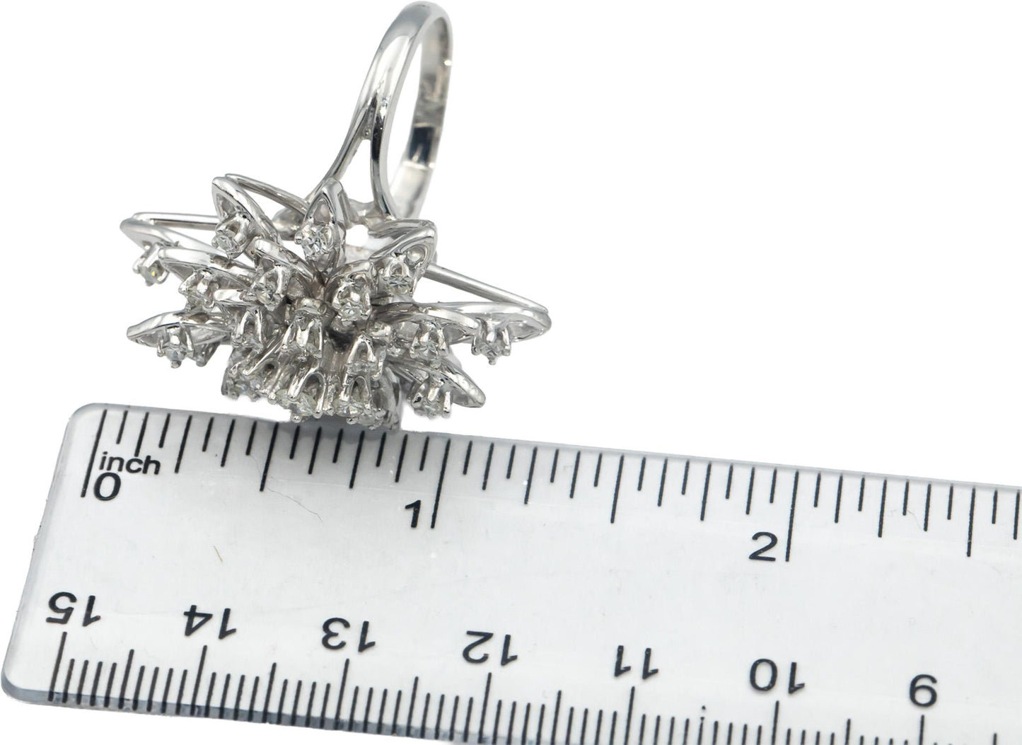 Vintage Antique 14k White Gold 1.0CT VS Single Cut Diamond Cocktail Ring Size 9