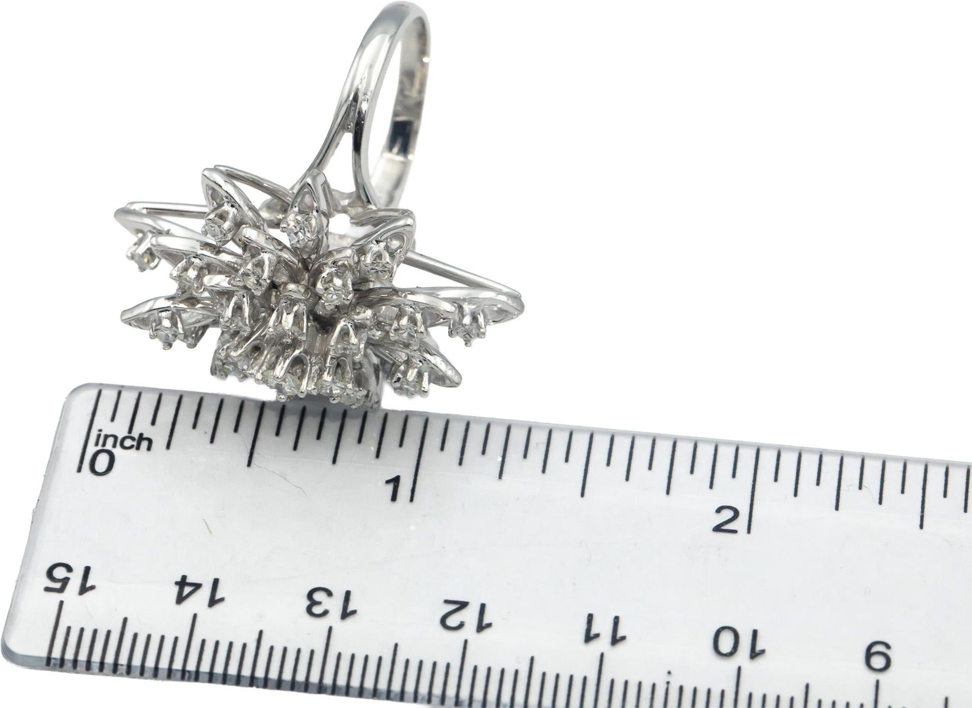 Vintage Antique 14k White Gold 1.0CT VS Single Cut Diamond Cocktail Ring Size 9