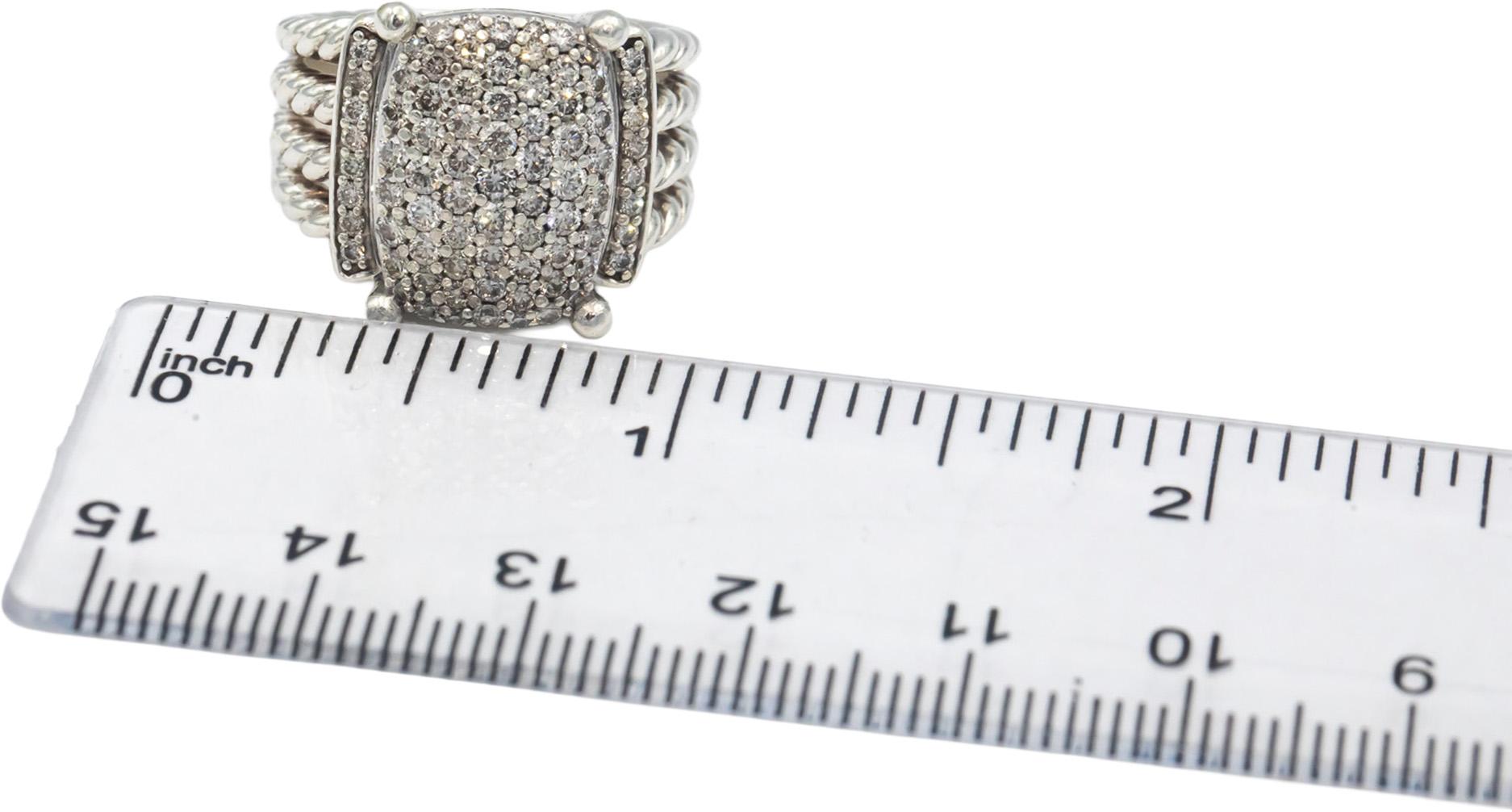 DAVID YURMAN VS Diamond Sterling Silver Wheaton Ring 1.0CT Size 6 $2950 Retail