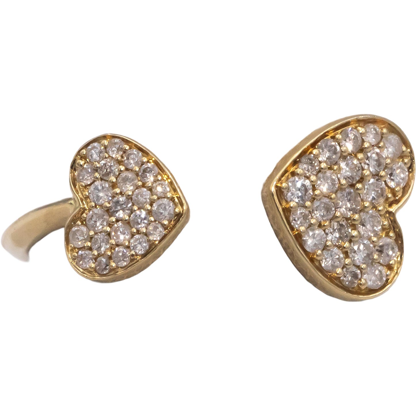 Diamond Round Cut 14k Yellow Gold Cluster Heart Cuff Ring 0.25CT Size 6