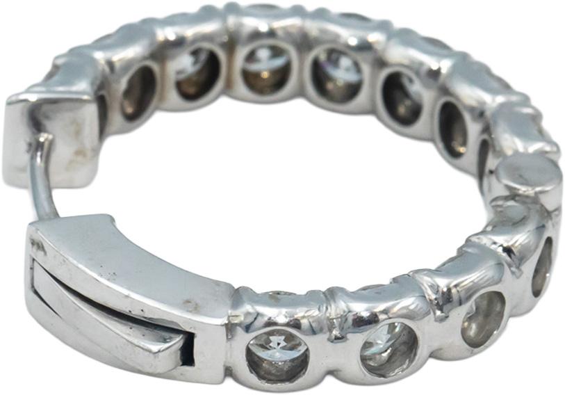 14k White Gold Round Diamond Inside Out Circle Hoop Earrings 7.38CT