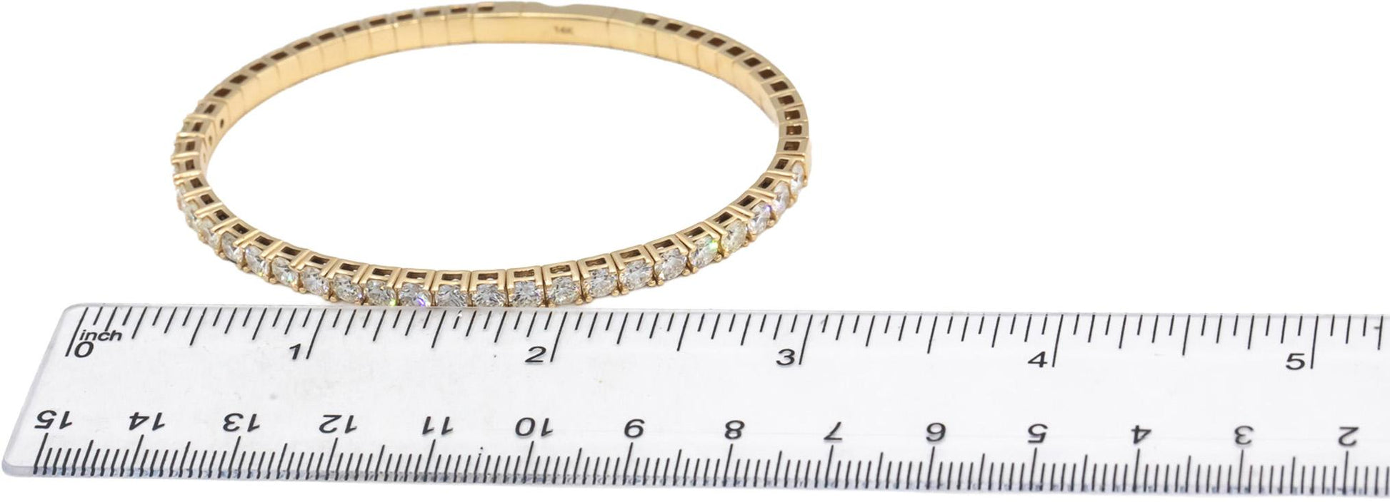 14k Yellow Gold VS Round Diamond Flexible Bangle Bracelet 4.51CT