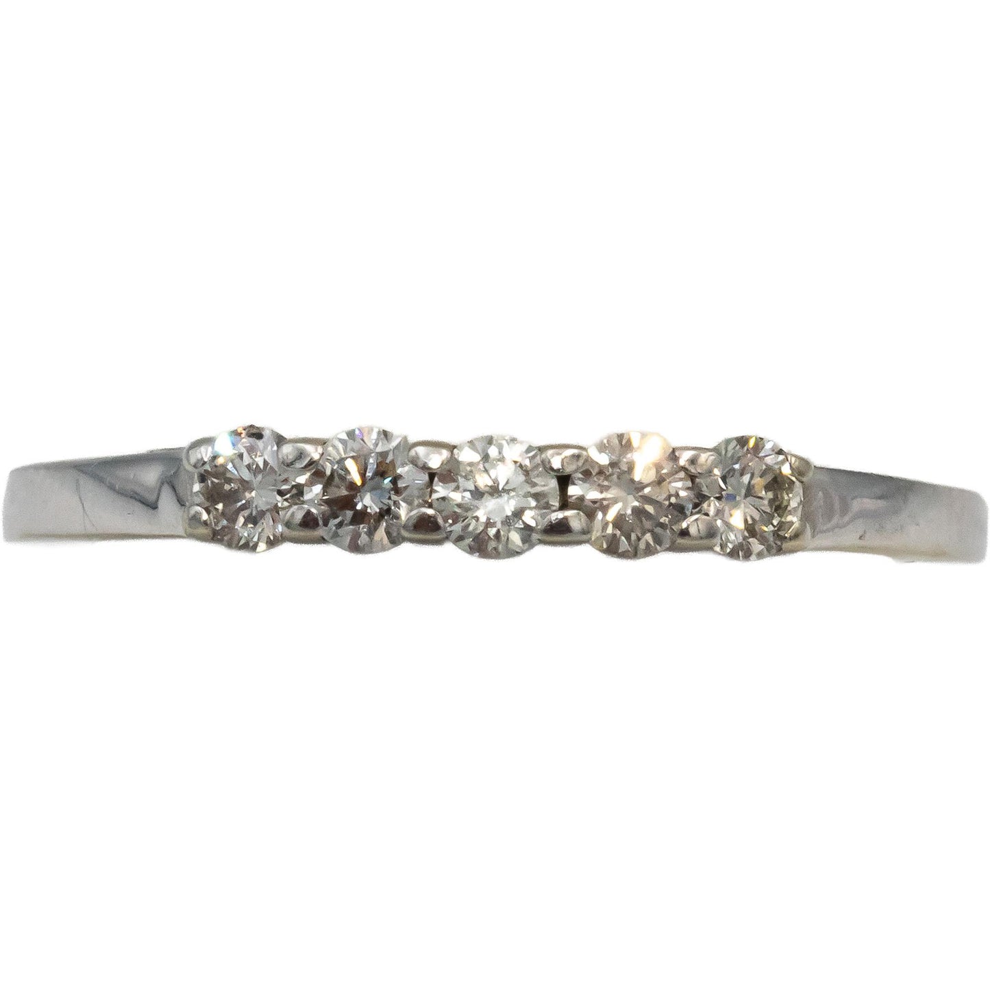 10k White Gold VS Round Diamond Five Stone Band Ring 0.35CT Size 6.5