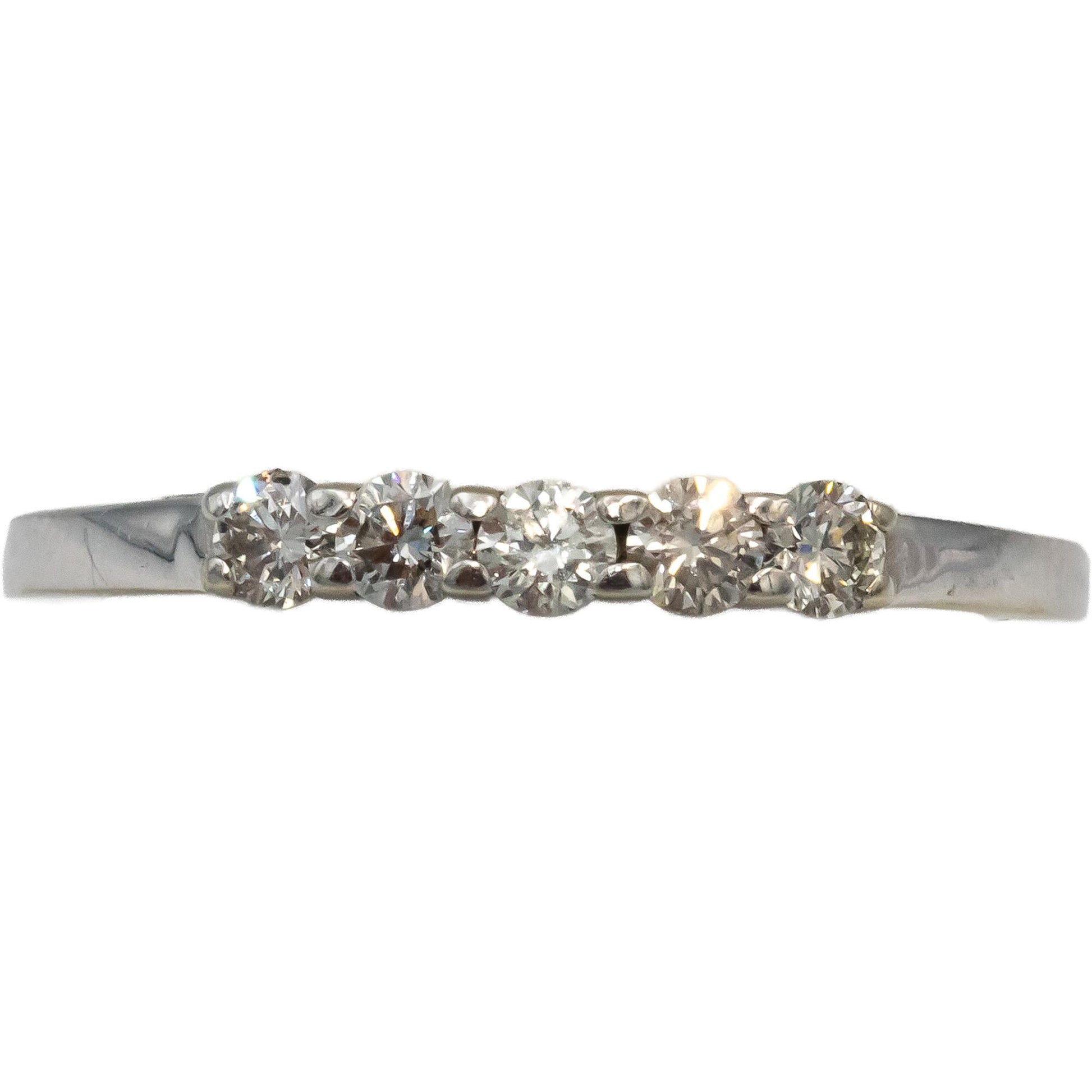 10k White Gold VS Round Diamond Five Stone Band Ring 0.35CT Size 6.5