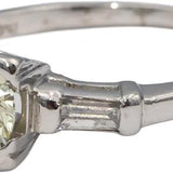 Platinum Round & Baguette Diamond Engagement Ring 1.32CT w/ 1.17CT Center