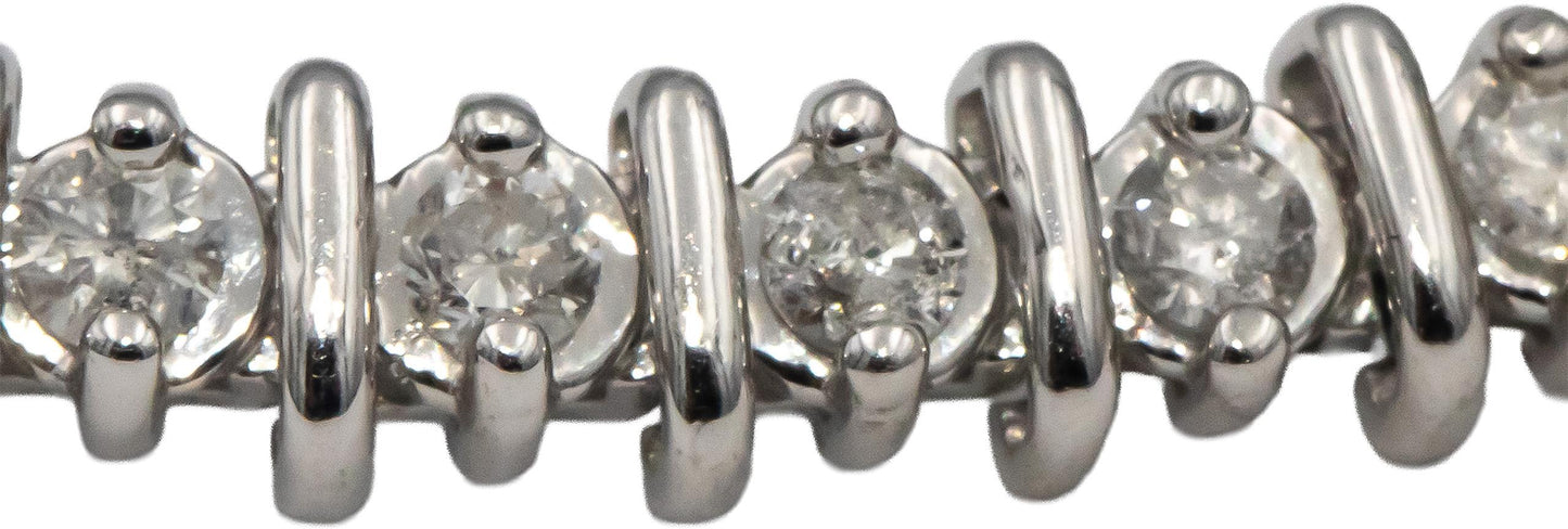 14k White Gold Round Diamond Fancy Tennis Bracelet 1.50CT