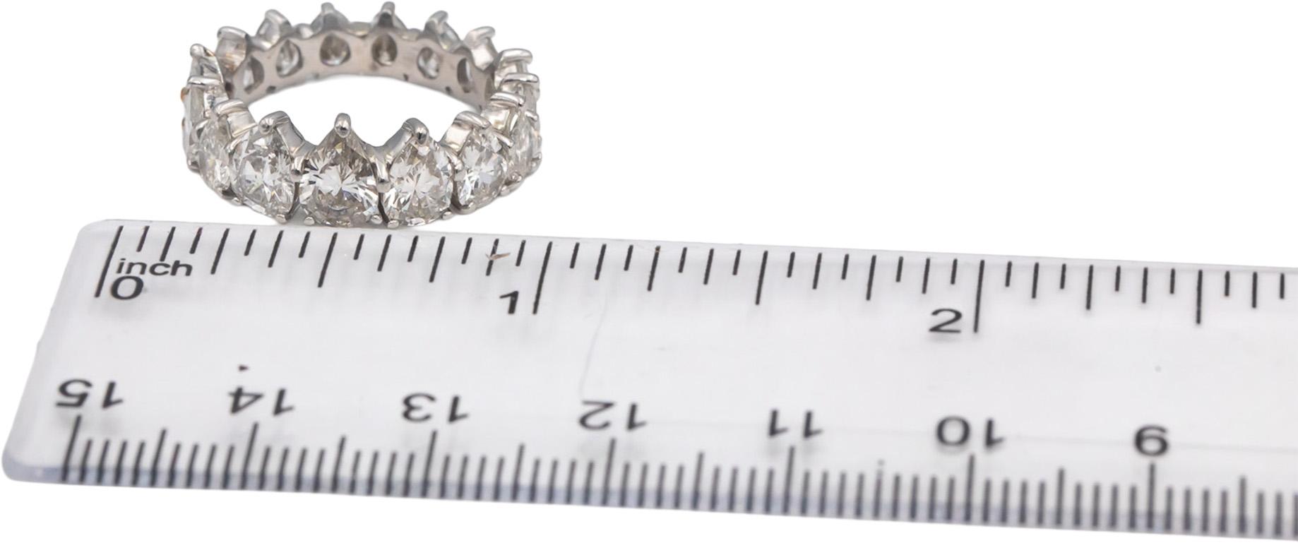 Platinum VS Pear Cut Diamond Graduated Eternity Band Ring 4.0CT Size 6