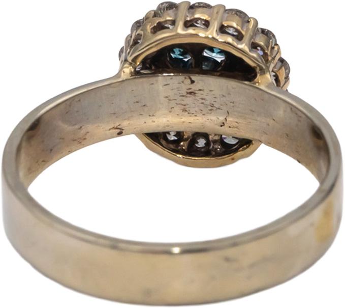 14k White Gold Round White and Blue Diamond Cluster Halo Ring 0.75CT Size 9.25