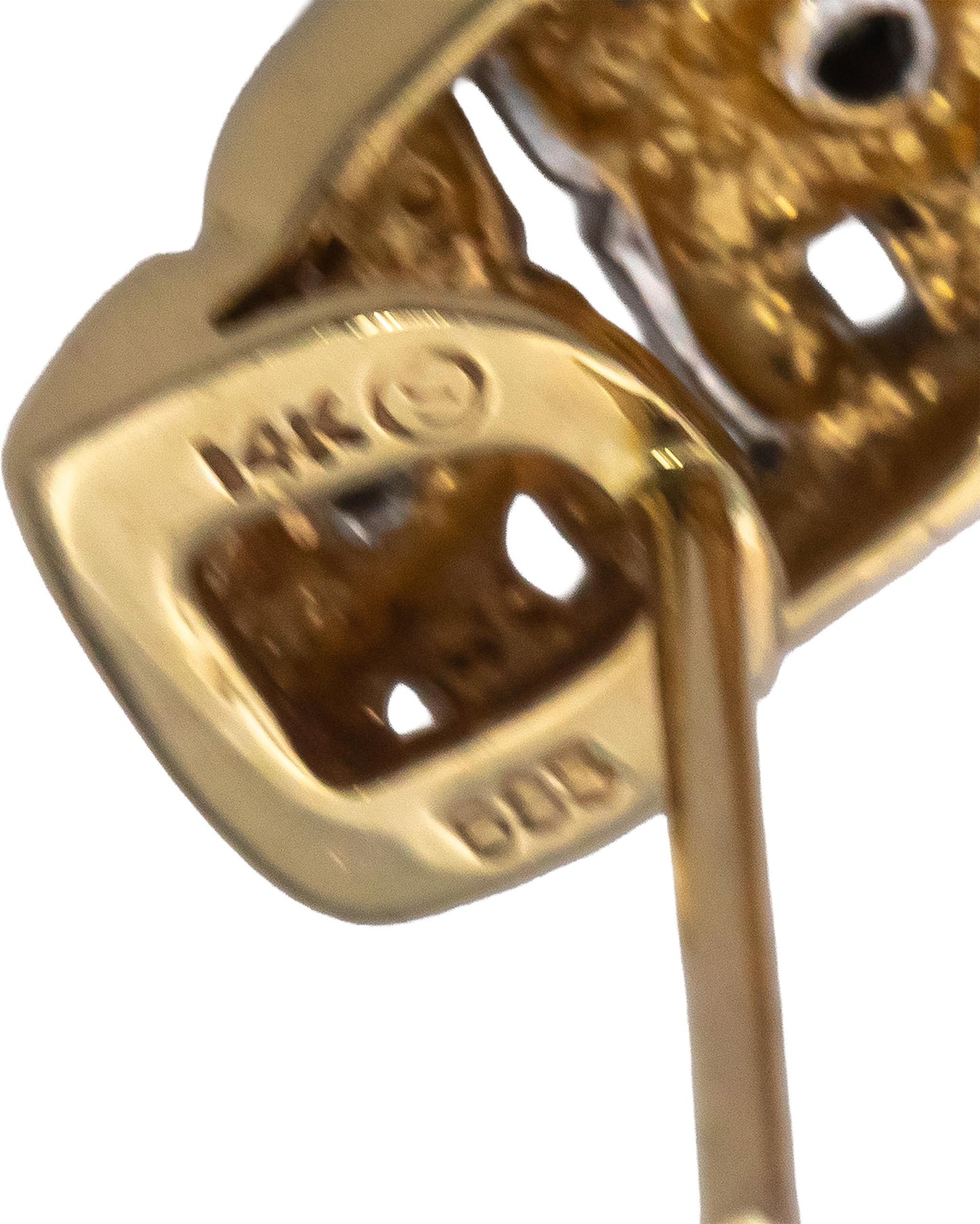 14k Yellow & White Gold Round Diamond Curved Earrings 0.03CT