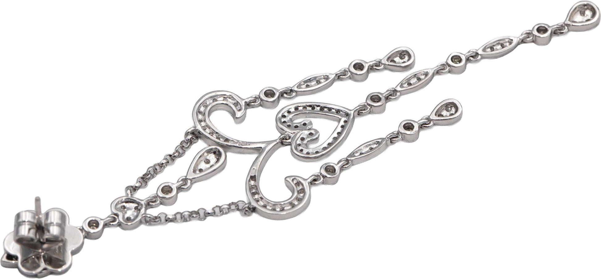 18k White Gold VS Round Diamond Chandelier Dangle Earrings 1.50CTW