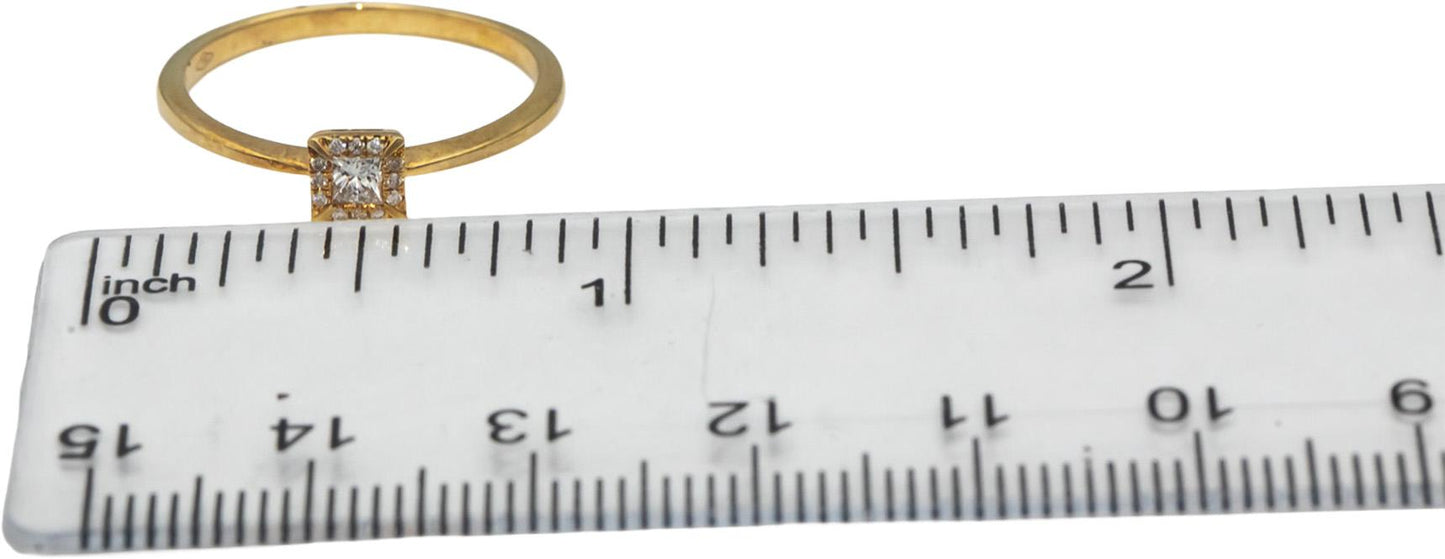 18k Yellow Gold Princess & Round Diamond Band Ring 0.12CT Size 7