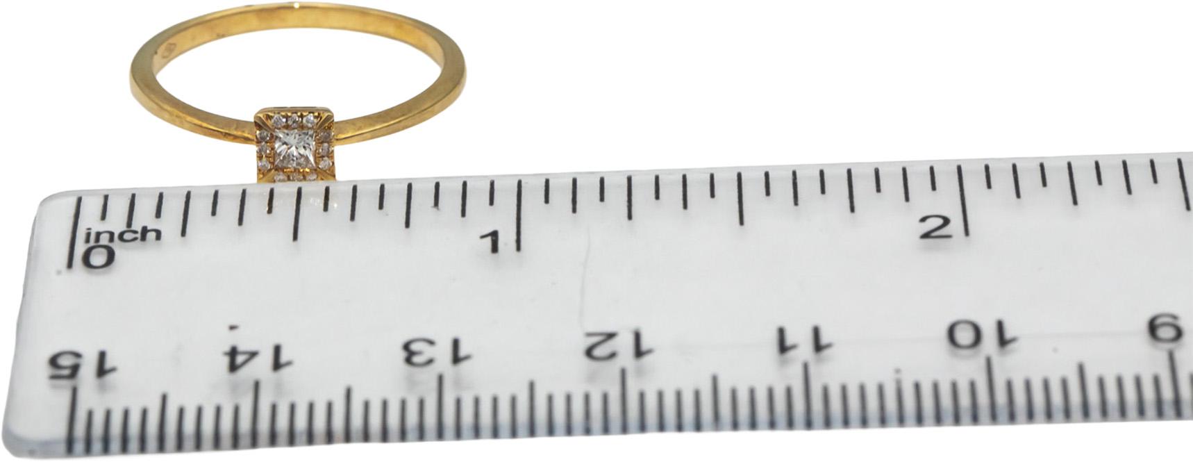 18k Yellow Gold Princess & Round Diamond Band Ring 0.12CT Size 7