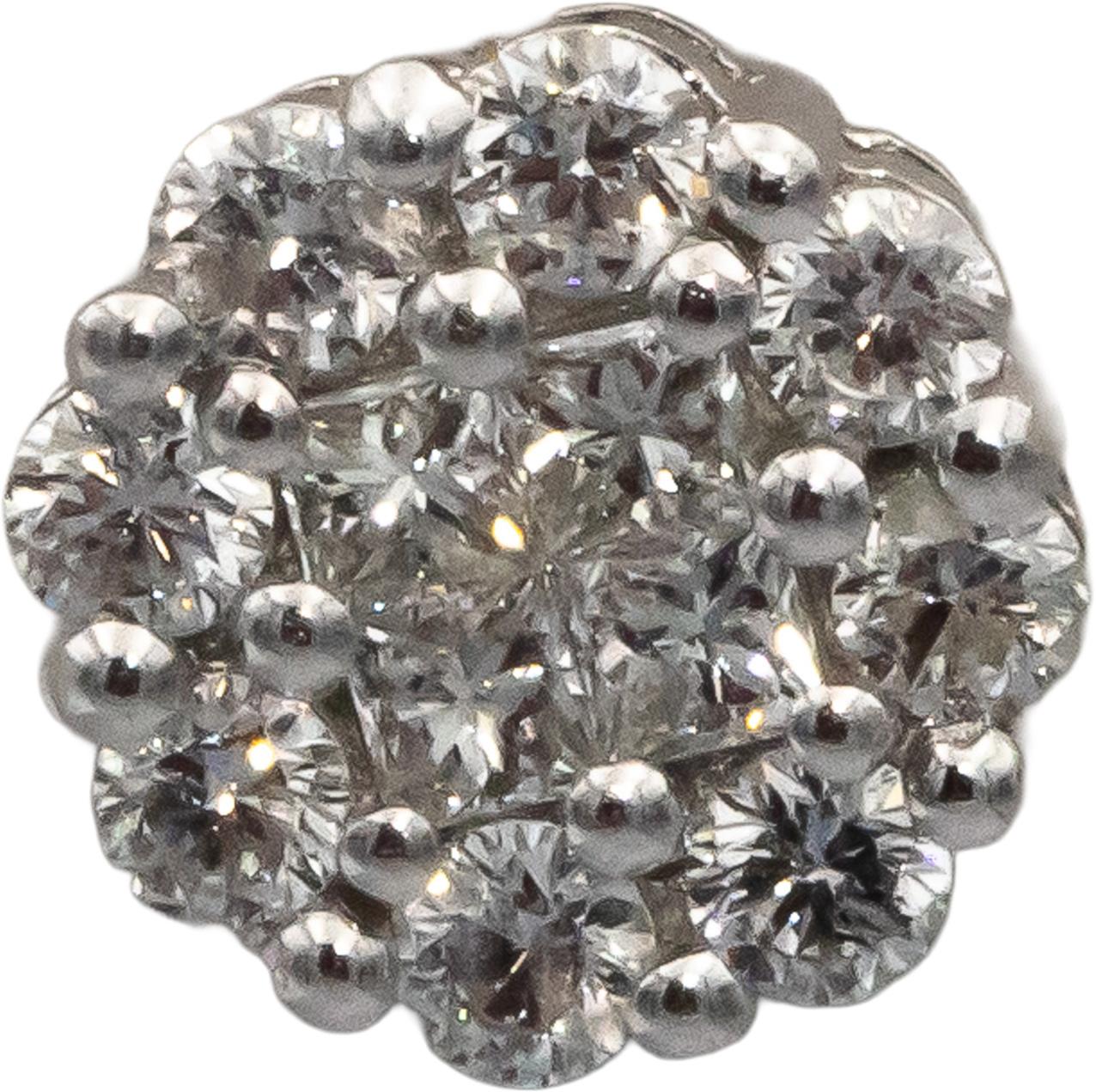 14k White Gold Round Diamond Cluster Stud Earrings 0.50CTW