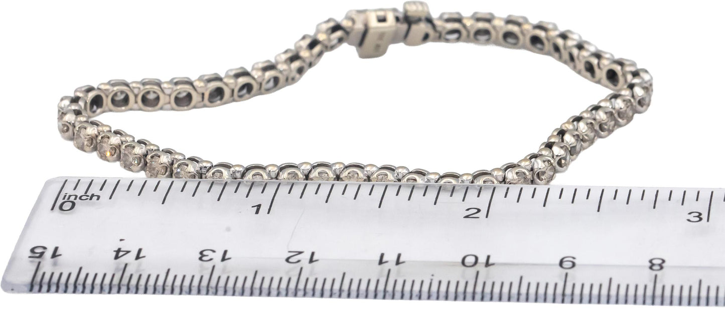 10k White Gold Round Diamond Tennis Bracelet 3.50CTW