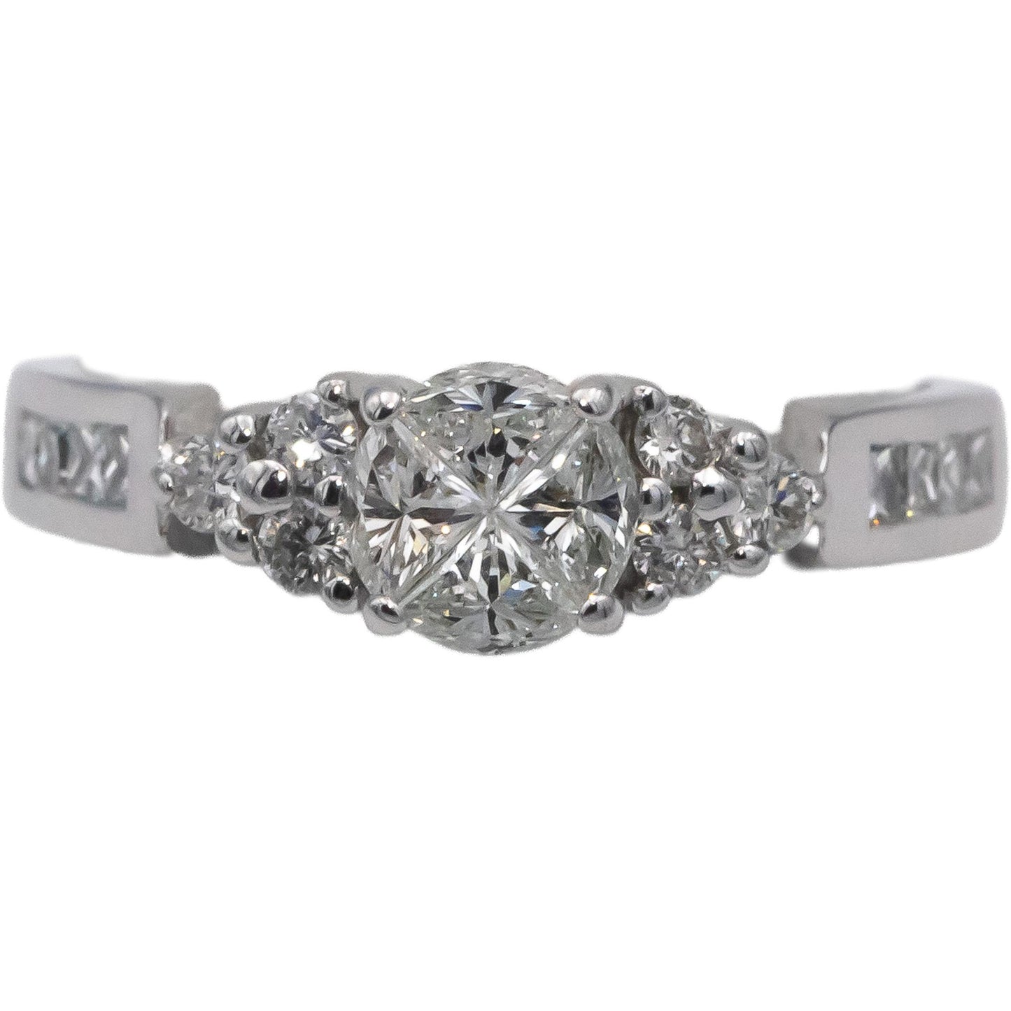 14k White Gold VS Round & Princess Cut Diamond Engagement Ring 0.75CT Size 7