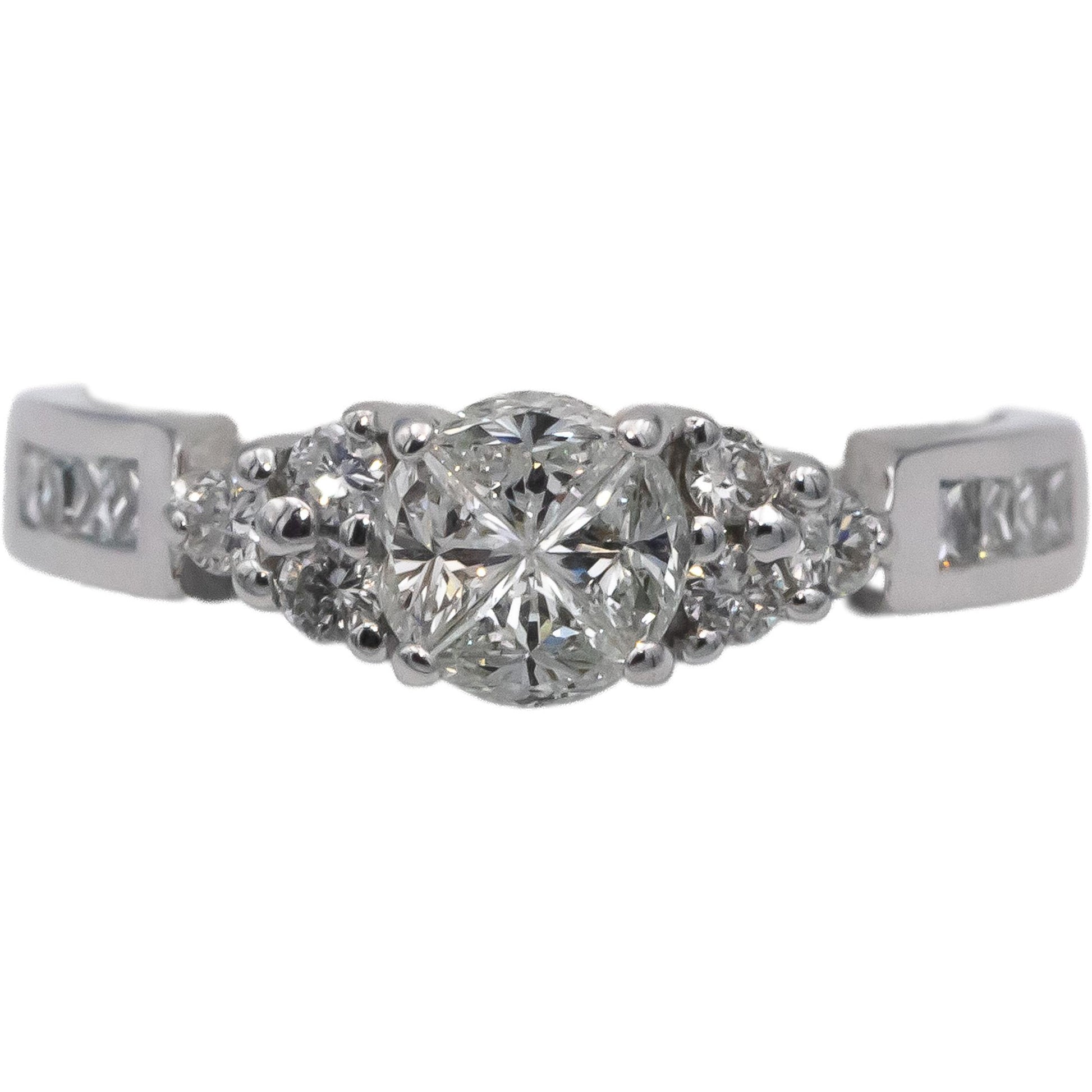 14k White Gold VS Round & Princess Cut Diamond Engagement Ring 0.75CT Size 7