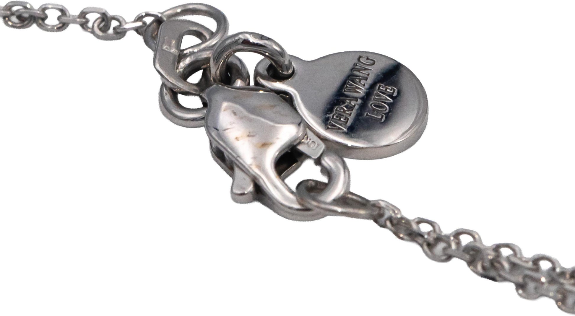 VERA WANG LOVE 10k White Gold Round Diamond Pear Shaped Pendant Necklace 0.50CT