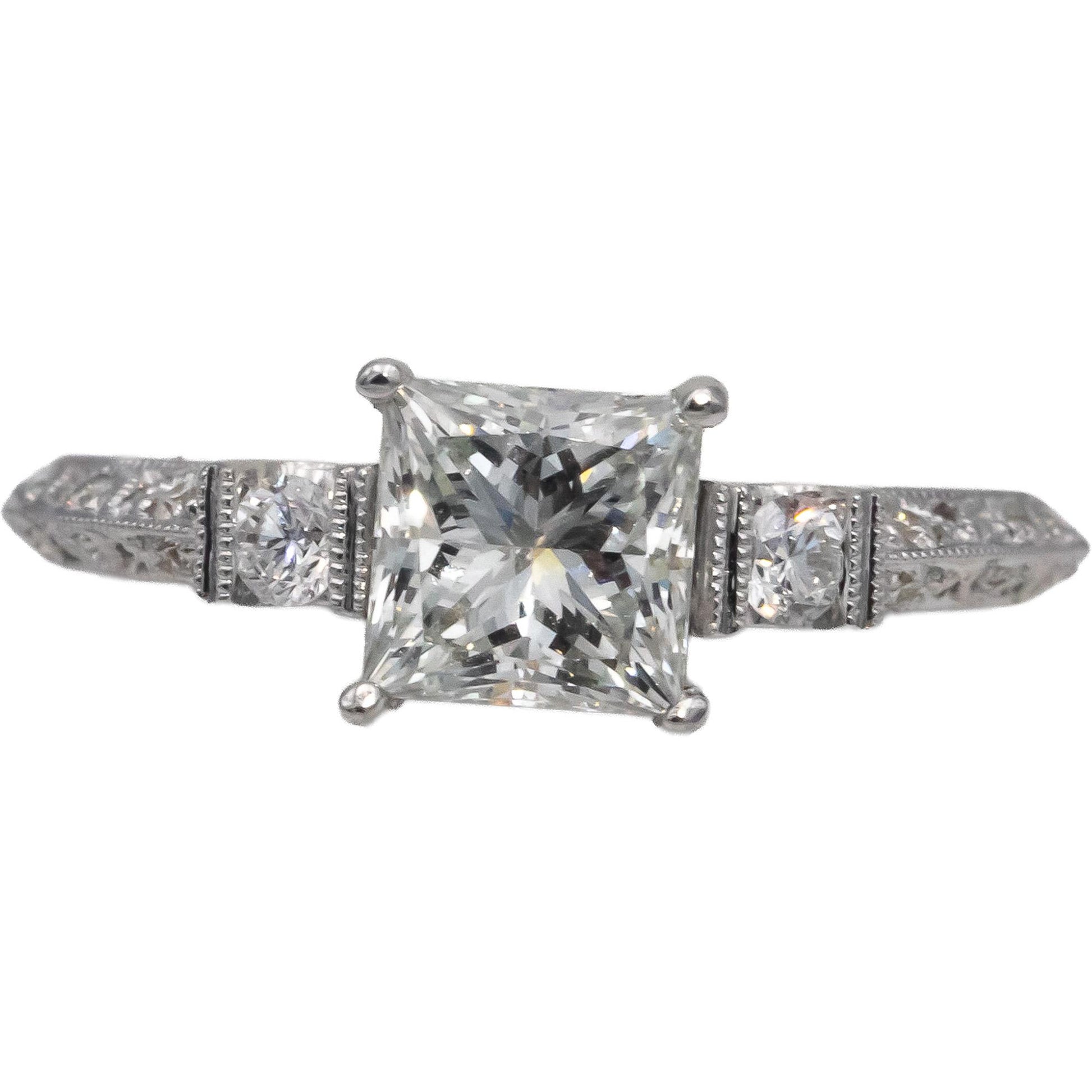 18k White Gold Lab-Grown & Natural Diamond Engagement Ring 1.42CTW Size 6.5