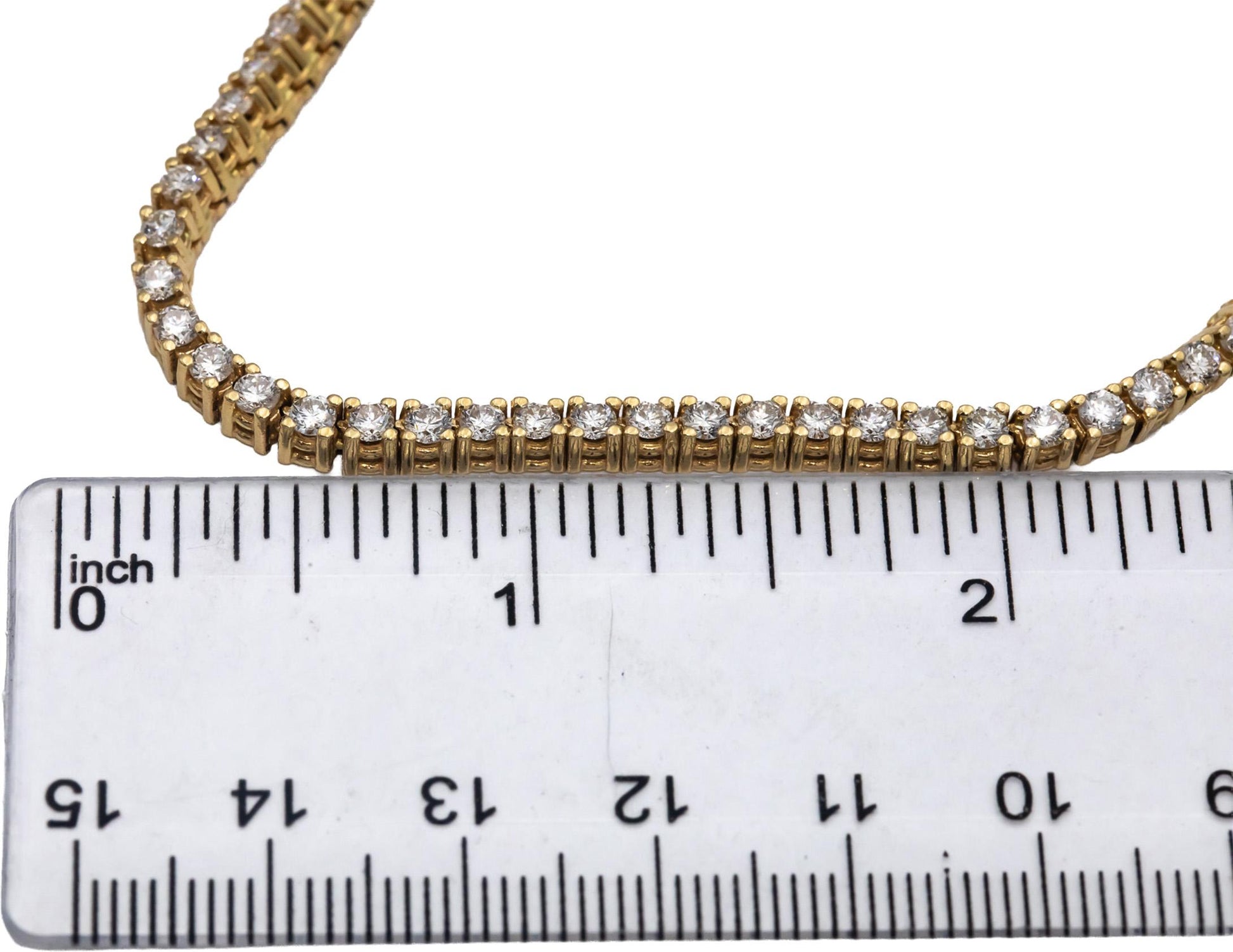 14k Yellow Gold VS Round Diamond Tennis Necklace 10.75CT