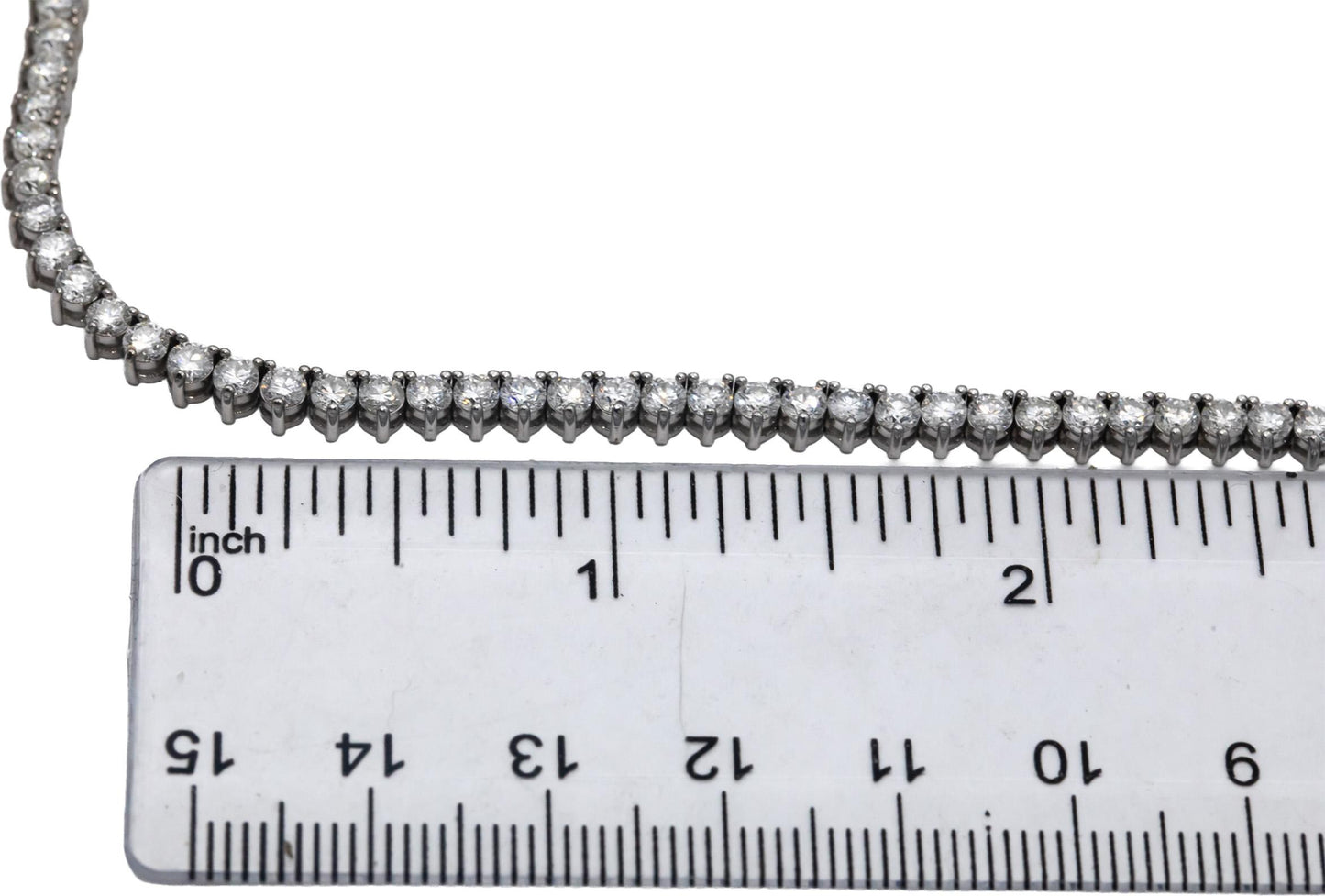 14k White Gold Round Diamond Three-Prong Tennis Necklace 11.81CT