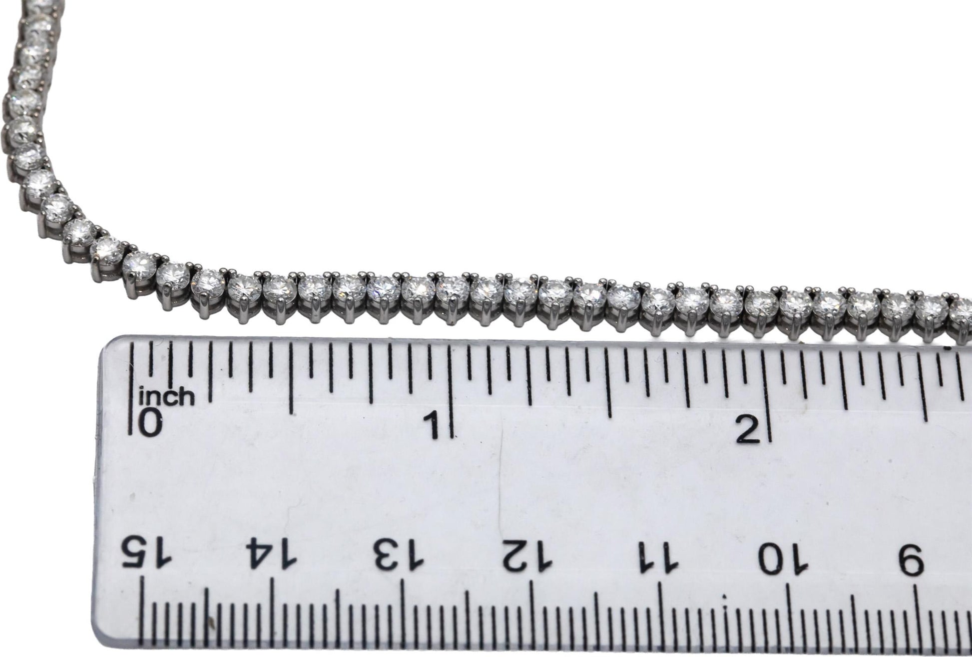 14k White Gold Round Diamond Three-Prong Tennis Necklace 11.81CT