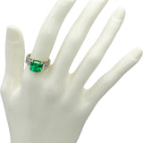 GIA 18k White & Yellow Gold Colombian Emerald & Diamond Ring 4.32CTW Size 6.25