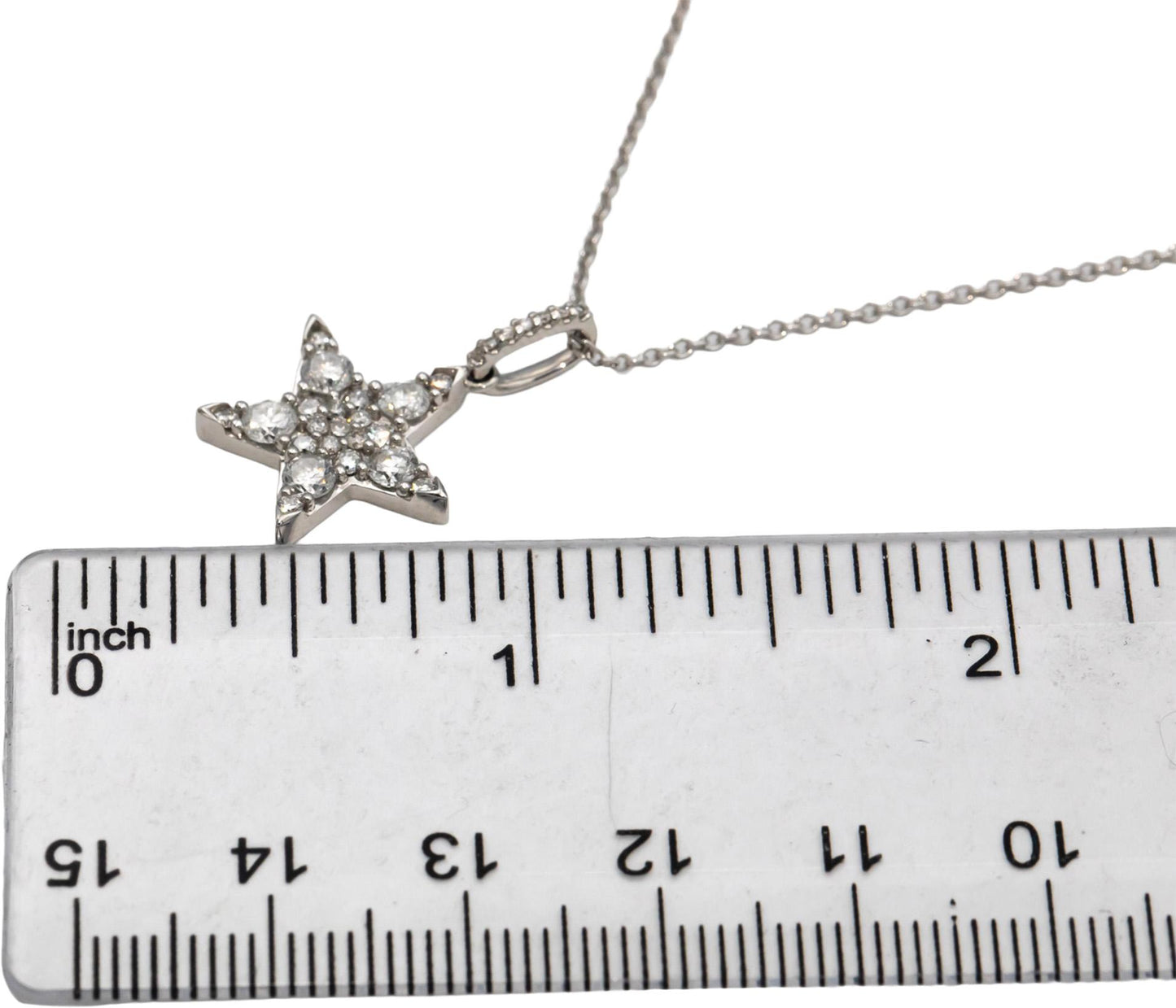 10k White Gold Round Diamond Cluster Star Pendant Necklace 0.75CT