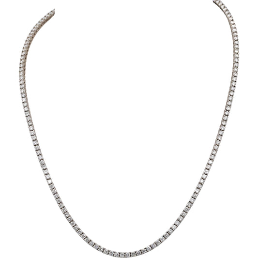14k White Gold Round Diamond Tennis Necklace 7.05CT
