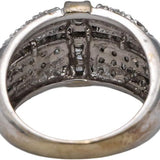 10k White & Yellow Gold Round & Baguette Diamond Cluster Dome Ring 0.60CT Size 7