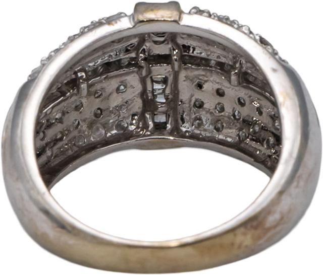 10k White & Yellow Gold Round & Baguette Diamond Cluster Dome Ring 0.60CT Size 7