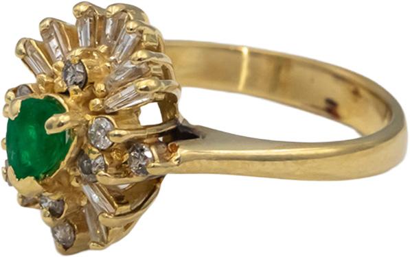 14k Yellow Gold Diamond and Emerald Cluster Cocktail Ring 0.70CTW Size 6.75