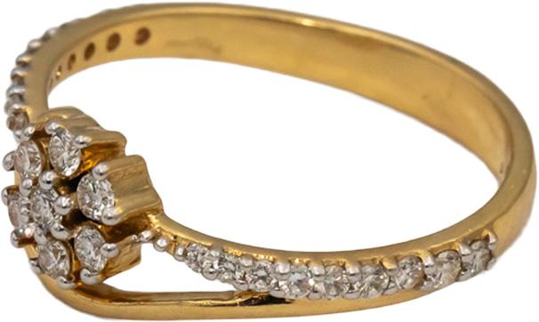 18k Yellow Gold VS Round Diamond Cluster Flower Band Ring 0.30CT Size 6.25