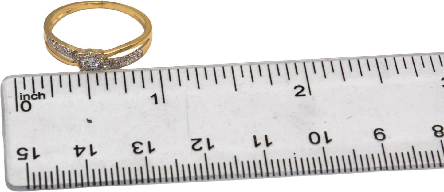 18k Yellow Gold VS Round Diamond Cluster Band Ring 0.26CT Size 6.5