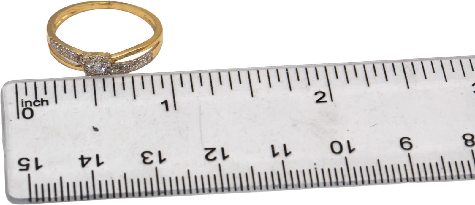 18k Yellow Gold VS Round Diamond Cluster Band Ring 0.26CT Size 6.5
