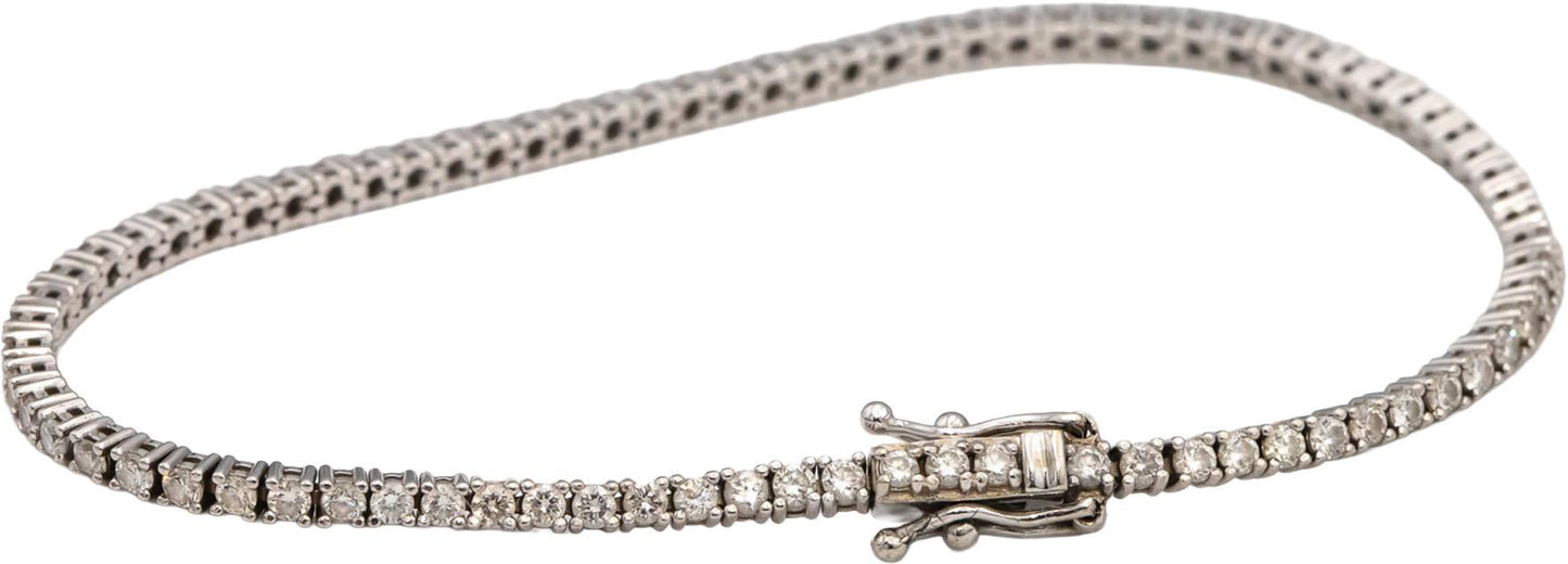 14k White Gold Round Diamond Tennis Bracelet 2.25CT