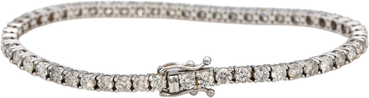 14k White Gold Round Diamond Tennis Bracelet 5.55CT