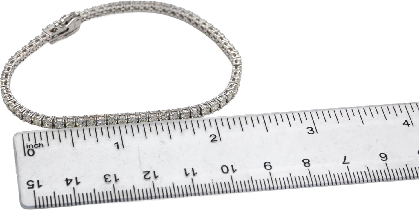 14k White Gold Round Diamond Tennis Bracelet 3.91CT