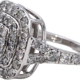10k White Gold Round Diamond Cluster Cocktail Ring 2.0CT Size 7