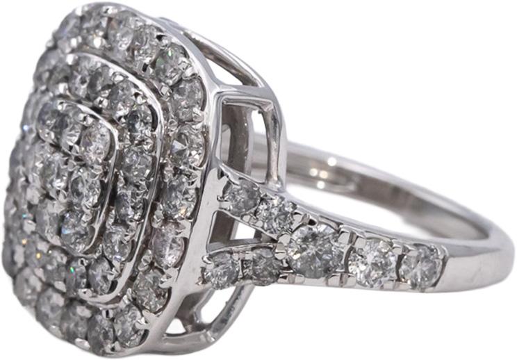 10k White Gold Round Diamond Cluster Cocktail Ring 2.0CT Size 7