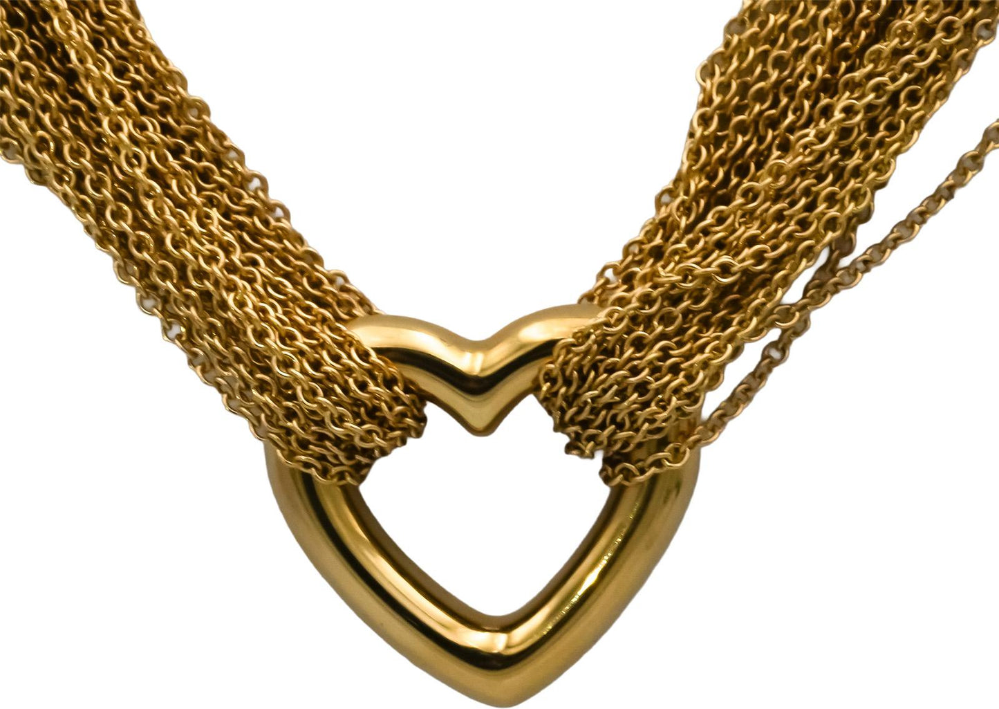 TIFFANY & CO. 18k Yellow Gold Multistrand Heart Necklace w/ Toggle Clasp