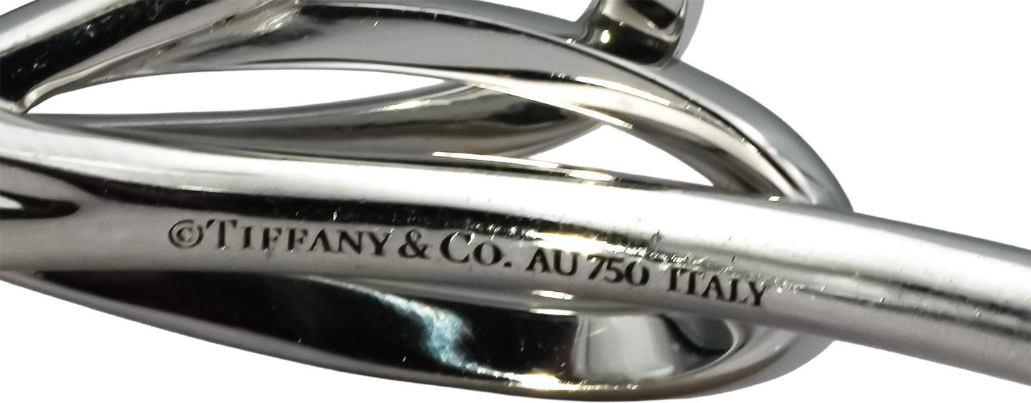 TIFFANY & CO. 18k White Gold VS Round Diamond Bow Cuff Bracelet 0.82CT w/ Pouch
