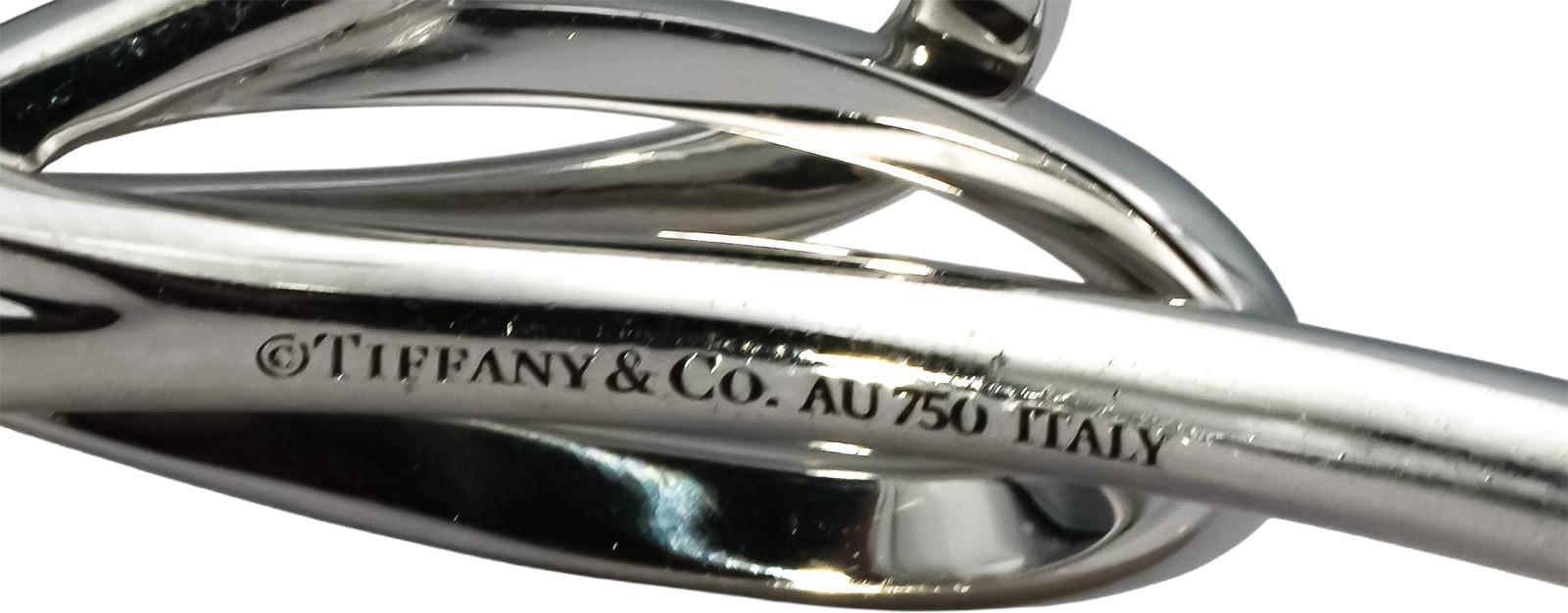 TIFFANY & CO. 18k White Gold VS Round Diamond Bow Cuff Bracelet 0.82CT w/ Pouch