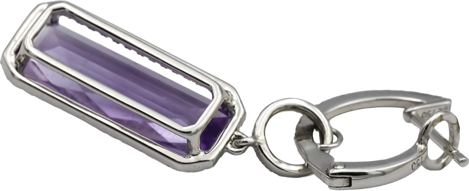 18k White Gold Diamond and Amethyst Drop Dangle Earrings 8.0CTW