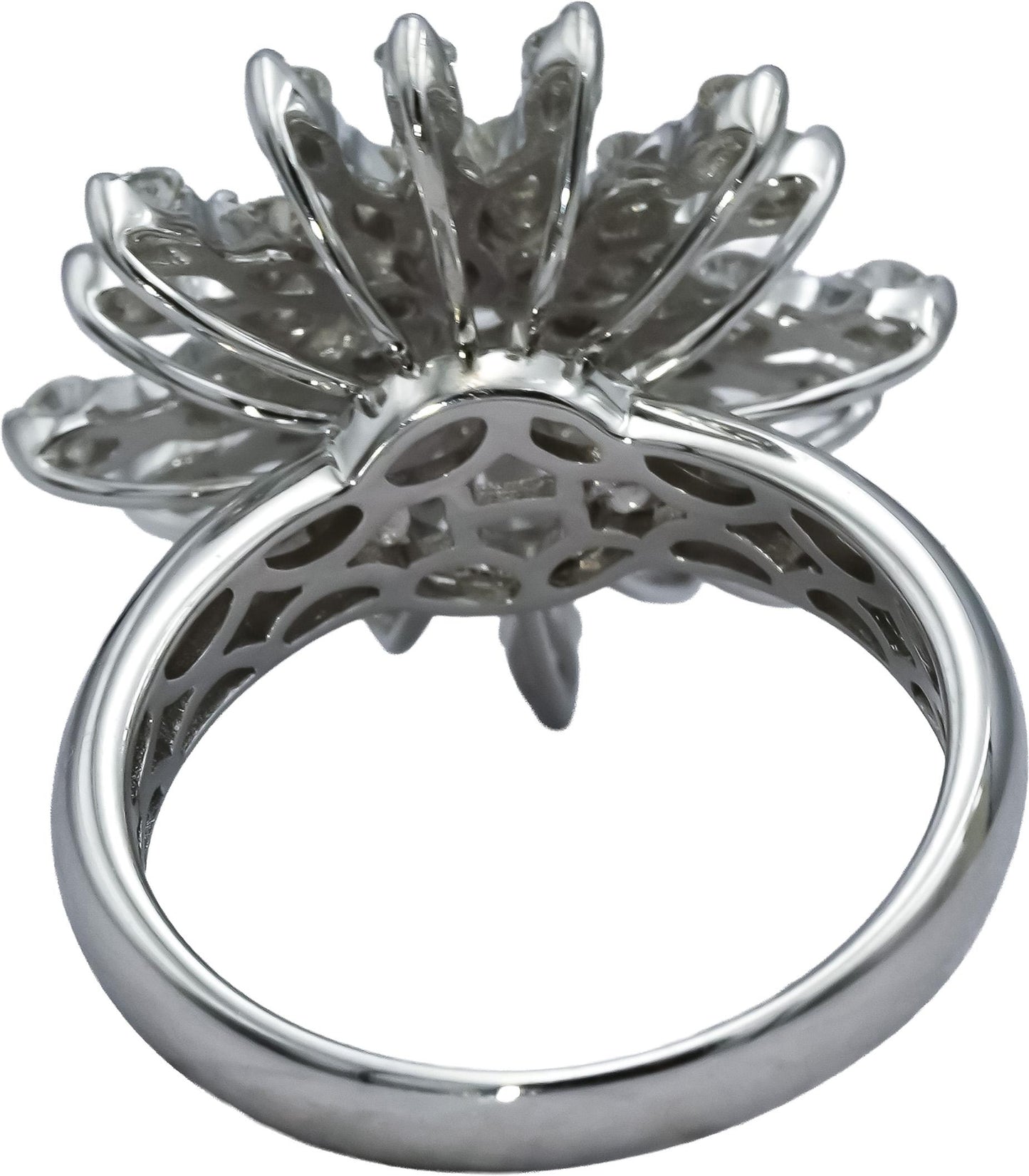 18k White Gold Round Diamond Cluster Snowflake Ring 1.04CT Size 6.5