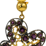 18k Yellow Gold Rhodium Pink Tourmaline Butterfly Dangle Earrings 2.50CT
