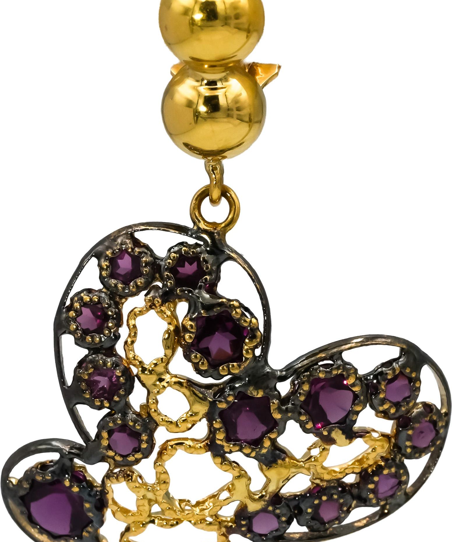 18k Yellow Gold Rhodium Pink Tourmaline Butterfly Dangle Earrings 2.50CT