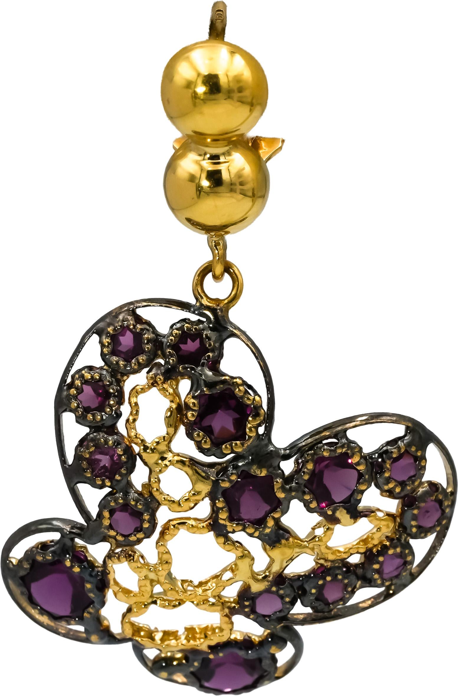 18k Yellow Gold Rhodium Pink Tourmaline Butterfly Dangle Earrings 2.50CT