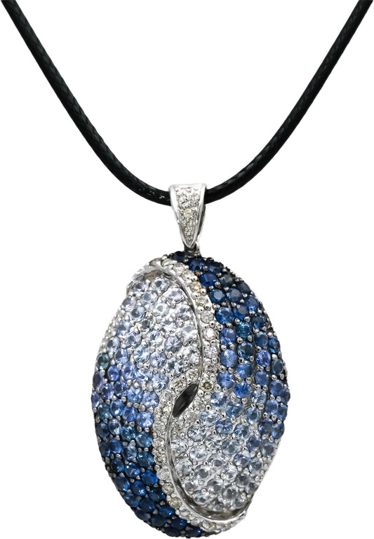 18k White Gold Diamond and Multi Color Gemstone Cluster Pendant Necklace 5.25CT