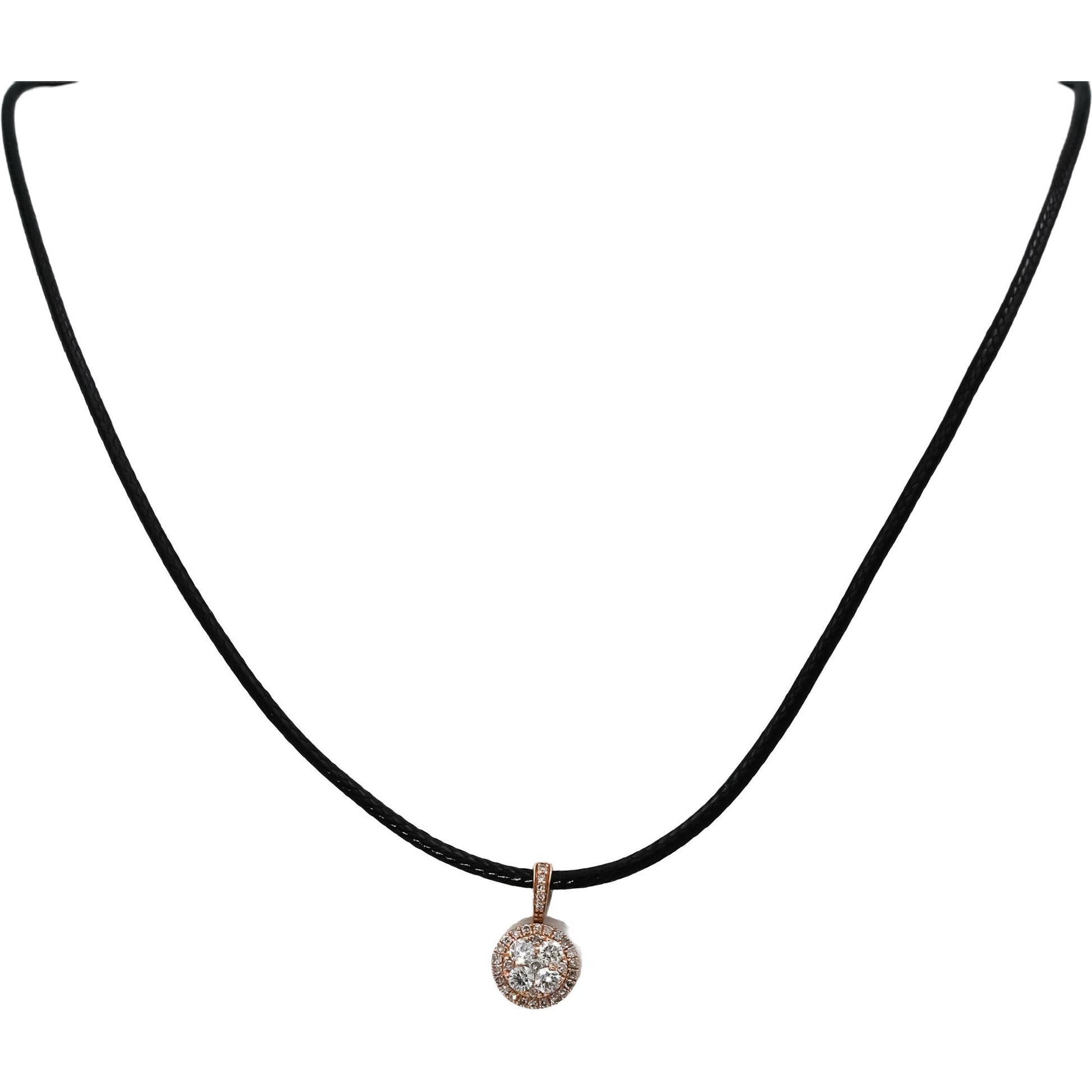 14k Rose Gold Round Diamond Cluster Pendant Necklace 0.35CT