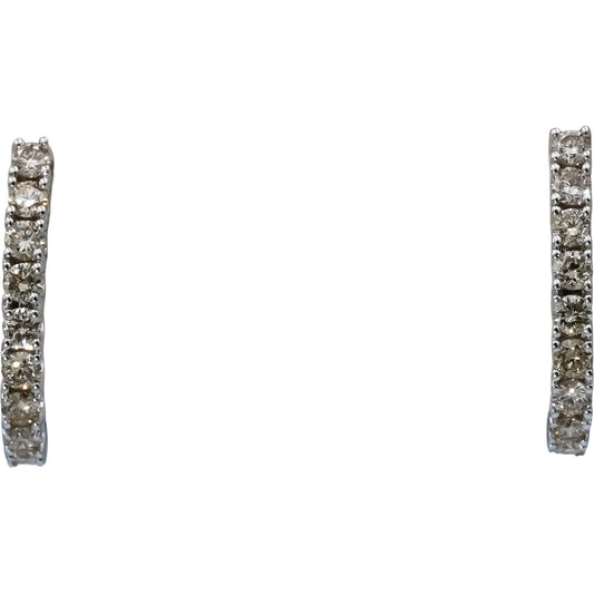18k White Gold VS Round Diamond Curved Stud Earrings 0.50CT